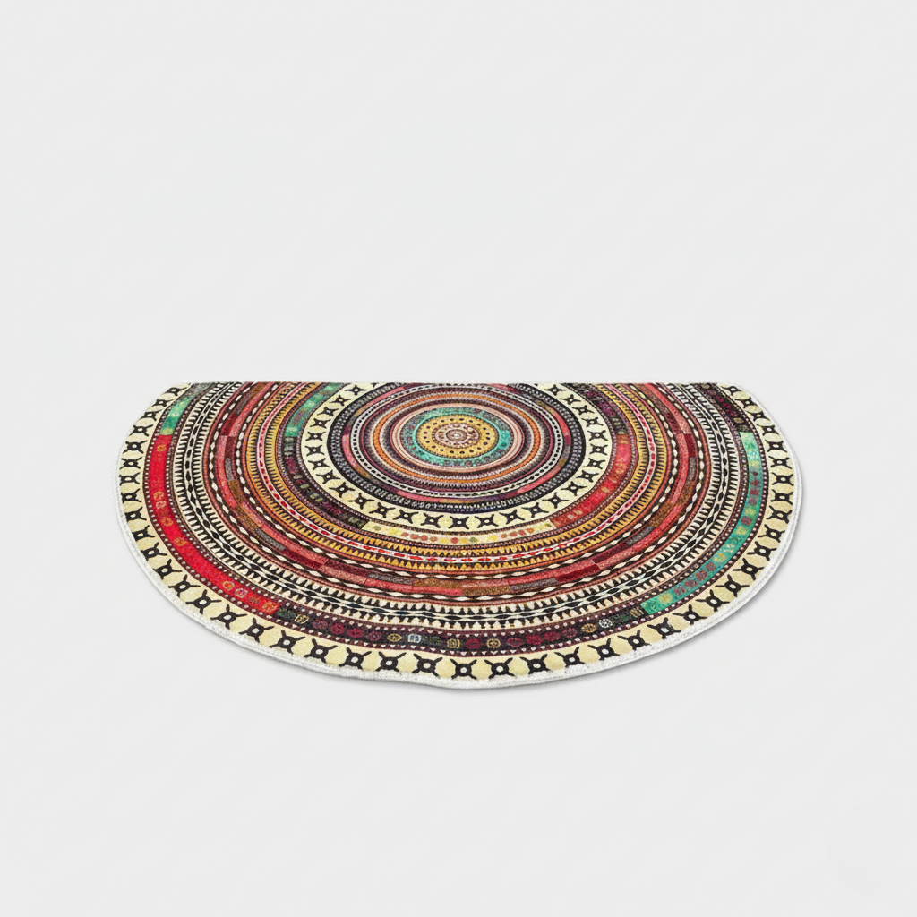 Bohemsk Halvrund Mandala-tæppe | Blød Mikrofiberblanding