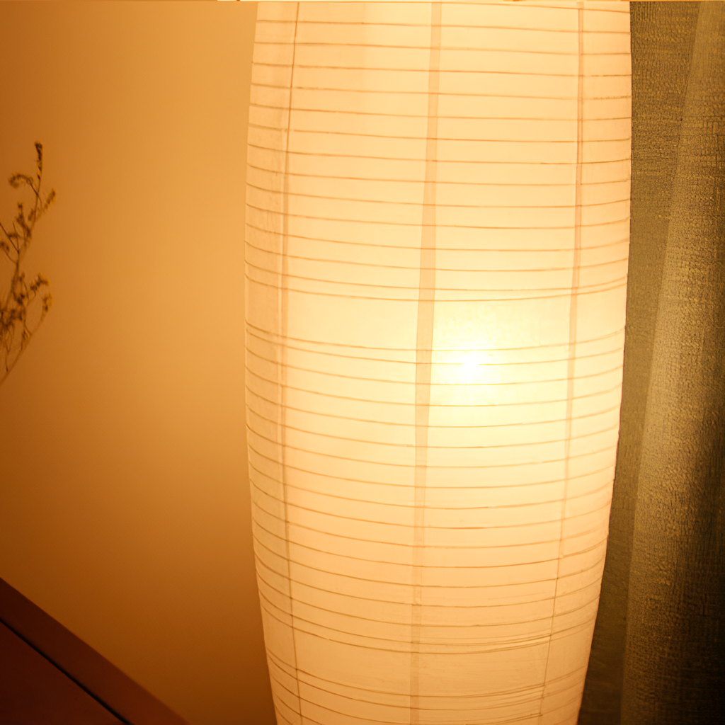 Rillet Høj Papirlampe - Minimalistisk