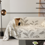 Minimalistisk Frynse Sofa Tæppe - Botanisk
