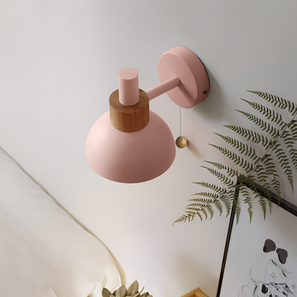 Minimalistisk Macaron-væglampe – trækafbryder