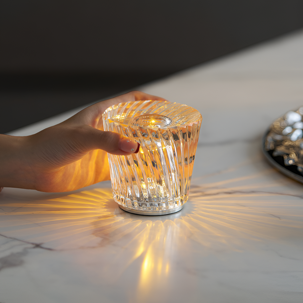 Facetsleben Krystalbordlampe - Ledningsfri Dæmpbar