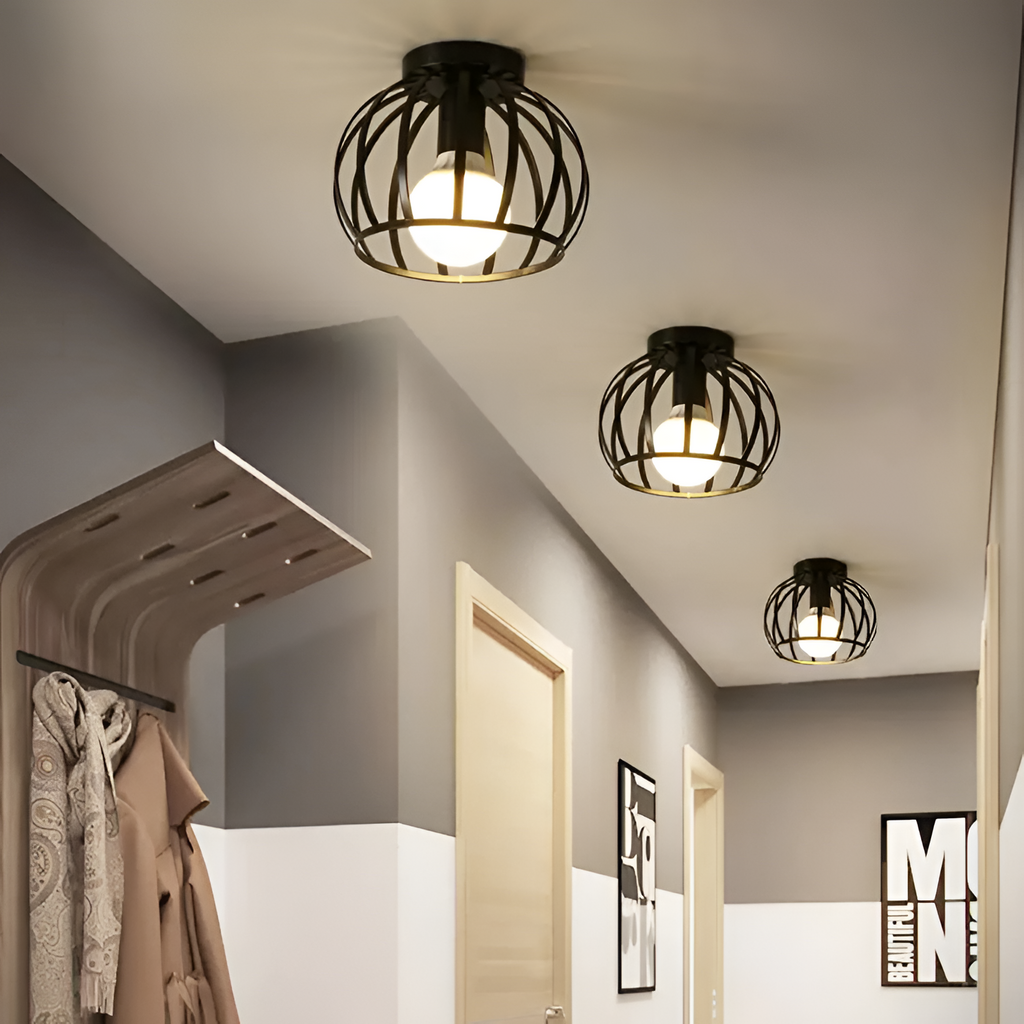 Sort Loftlampe i Industristil - Moderne Ganglampe