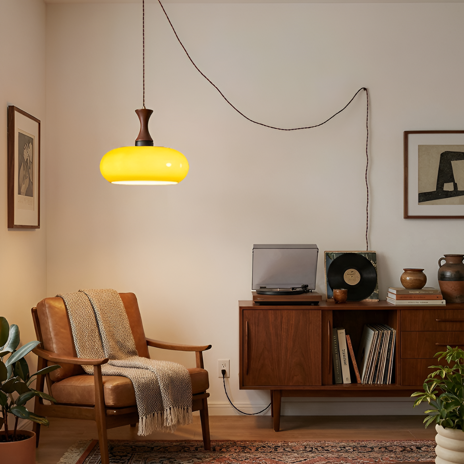 Retro Blankt Pendellampe - Dansk Vintage Stil