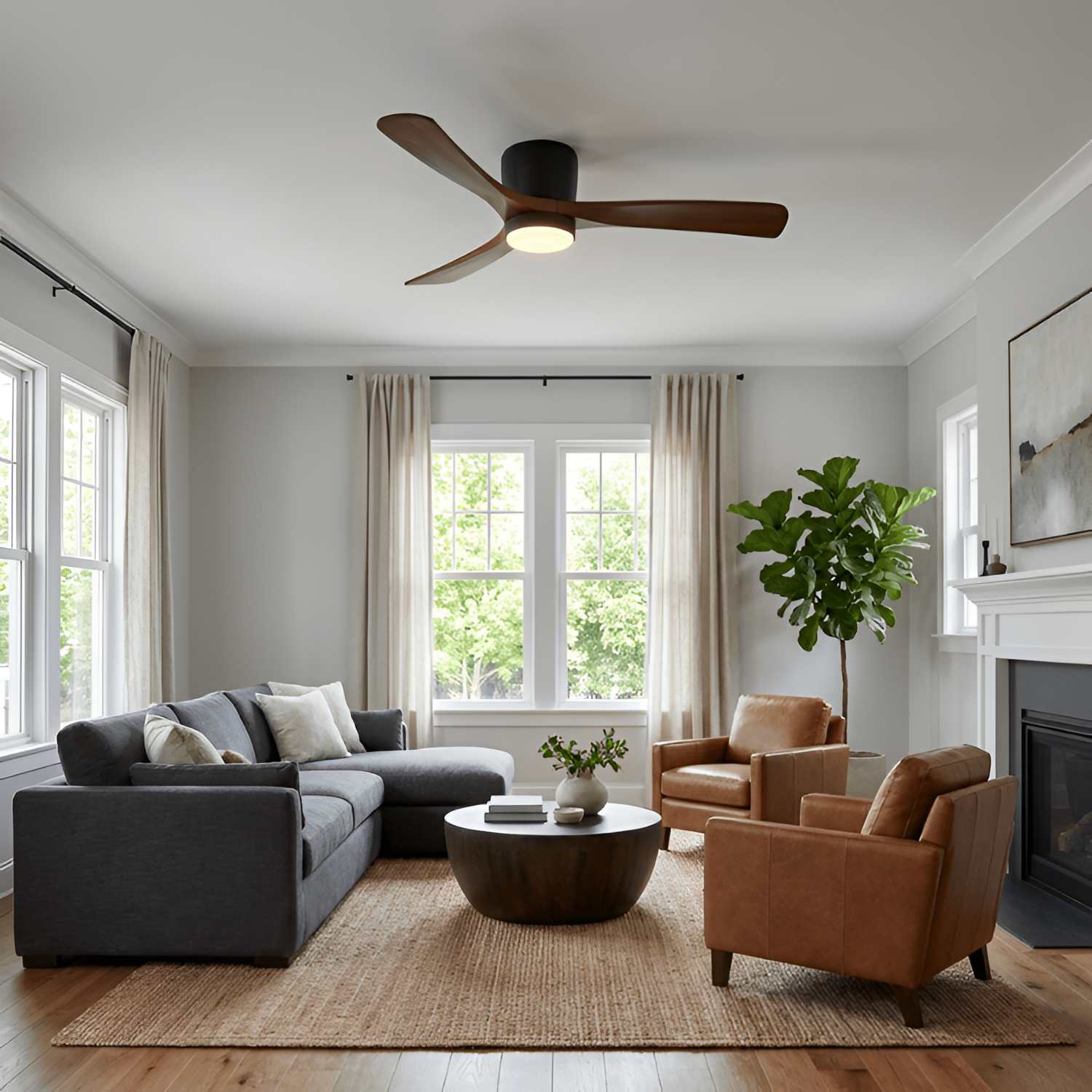 Nordisk Træ Loftsventilatorslampe - Justerbar