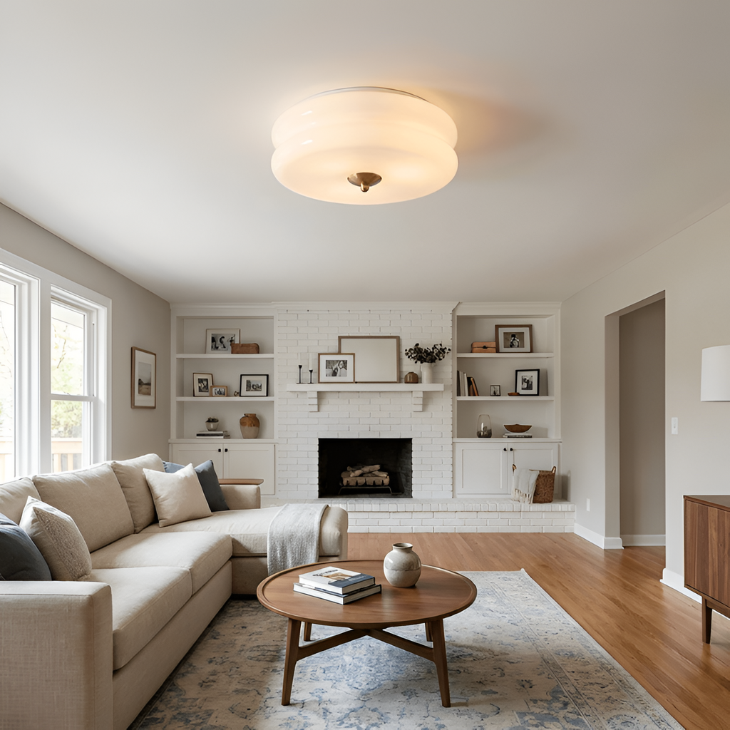 Blanke Loftlampe med Etager - Rundet