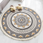 Mandala-mønstret Rundt Gulvtæppe Med Kvaster - Indretning Boho