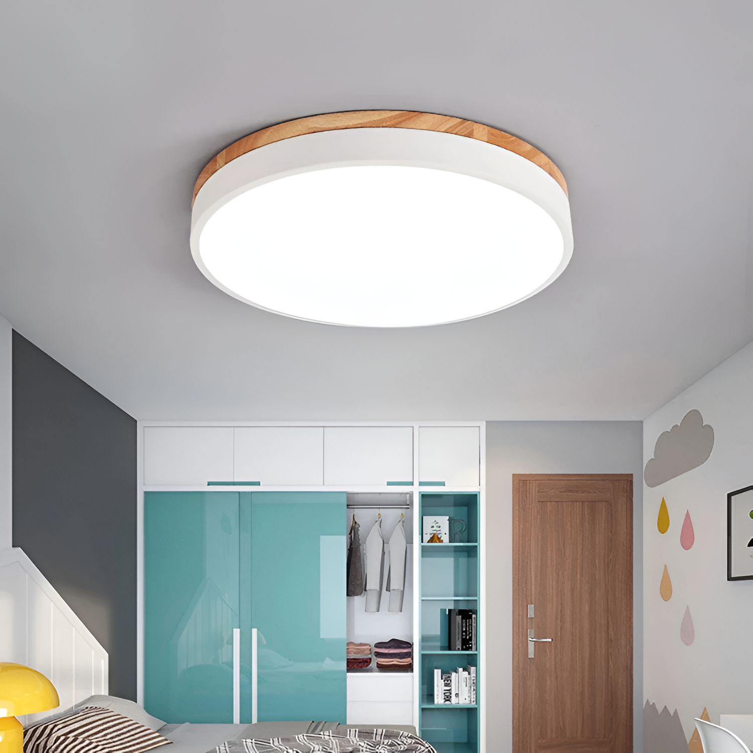 Skandinavisk Loftlampe med Træ - Moderne Hjemmebelysning