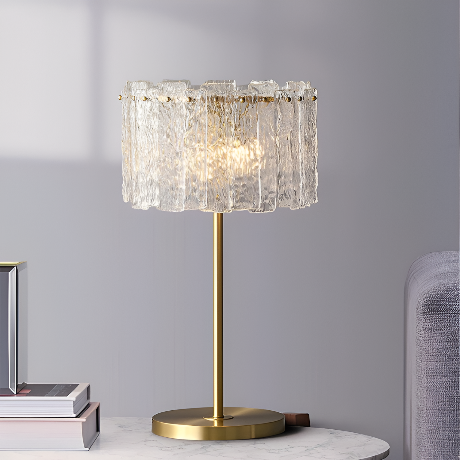 Tekstureret Frostet Bordlampe - Abstrakt