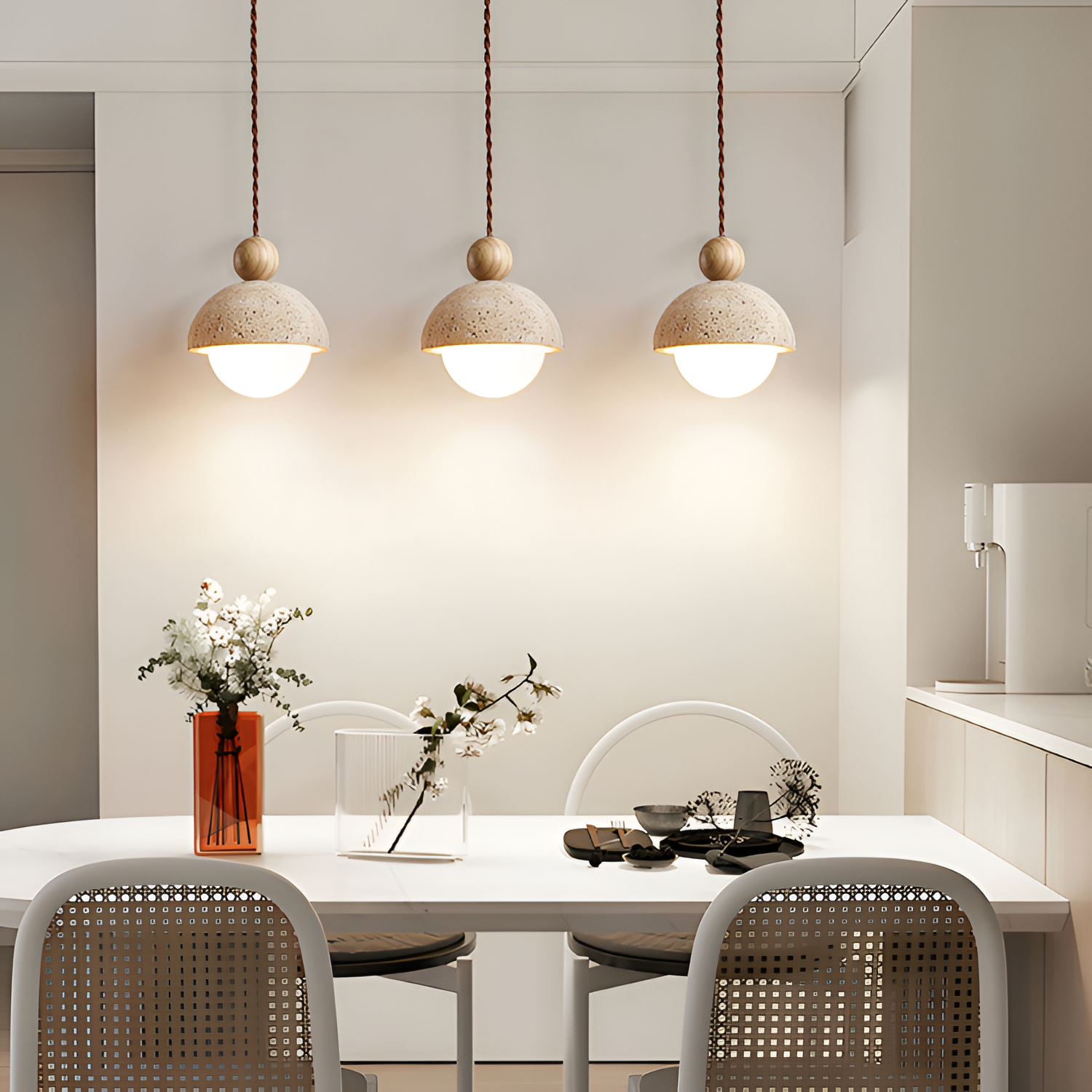 Minimalistisk Travertin Pendel - Snoet Ledning