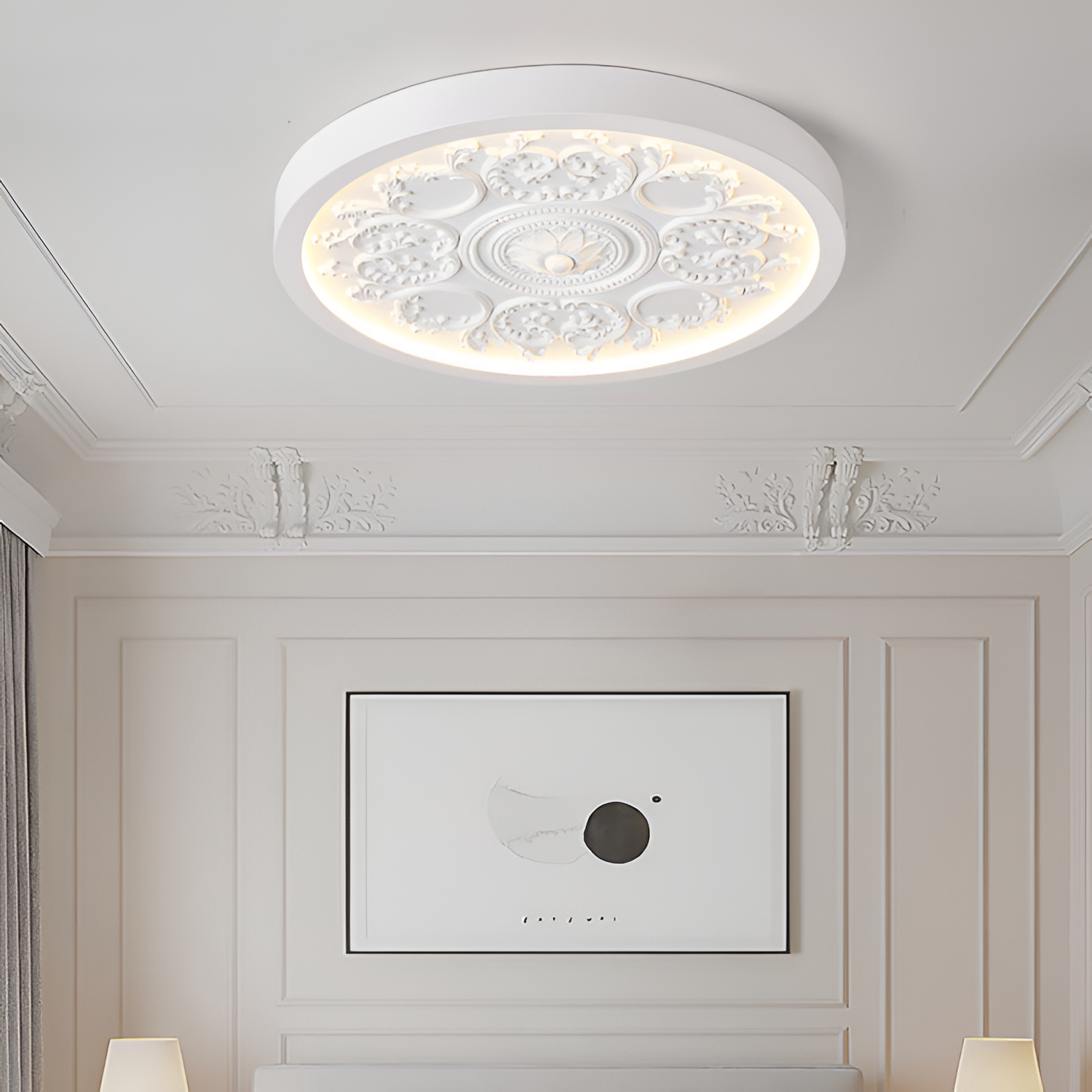 Udskåret loftlampe i akrylharpiks til indbygning – minimalistisk