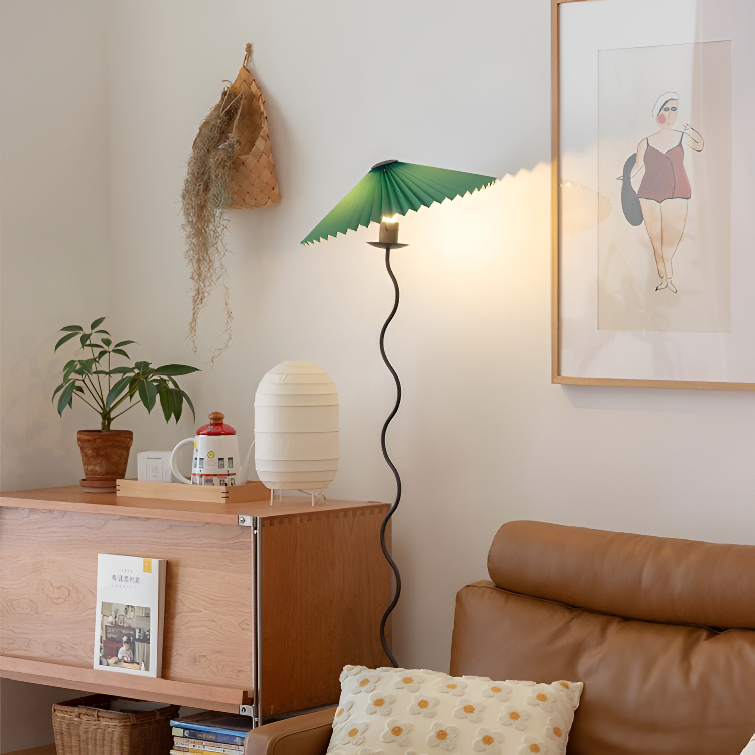 Plisseret Bølget Gulvlampe - Minimalistisk