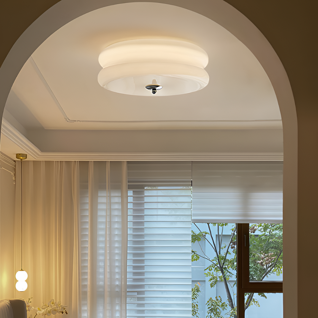 Blanke Loftlampe med Etager - Rundet