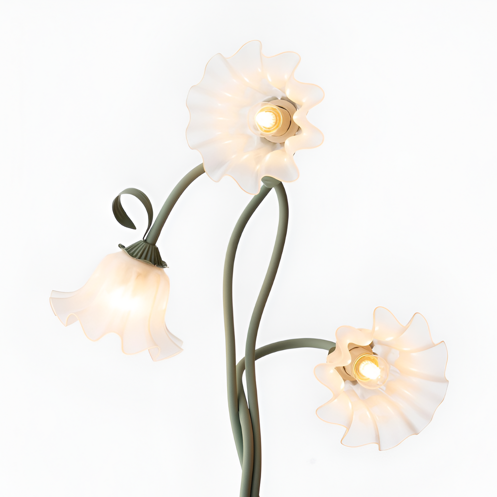 Blomstret buet gulvlampe - justerbar