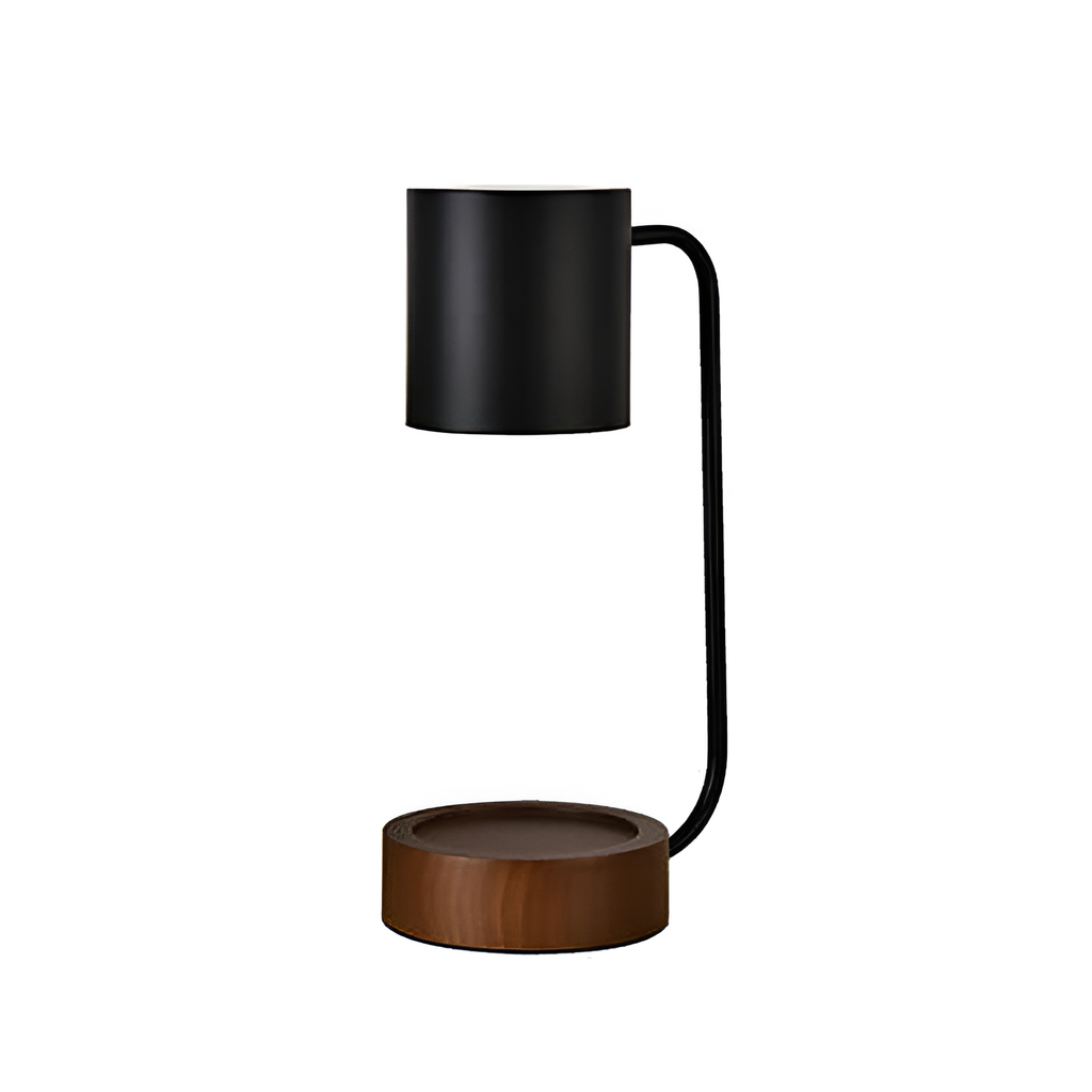 Minimalistisk bordlampe i træ med smeltevoks – lysdæmpbar