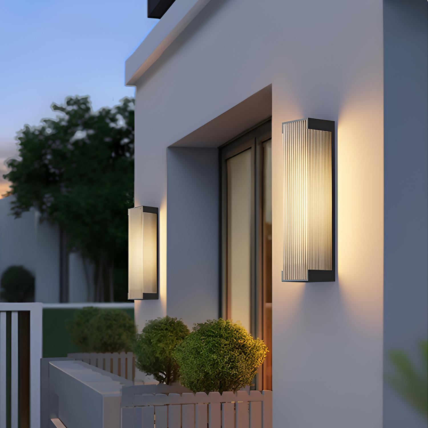 Rektangulær Solenergi Rillet Væglampe - Minimalistisk