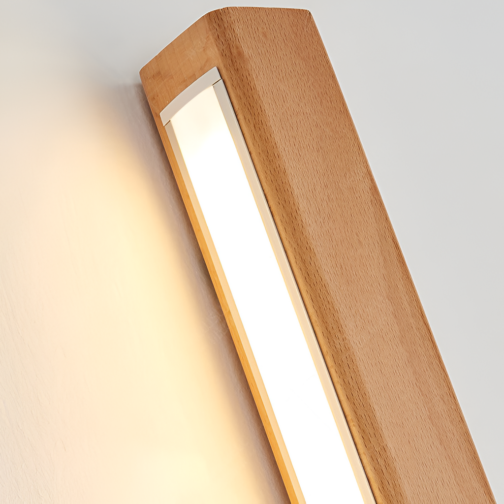 Væglampe i massivt træ med LED-lys - japansk stil
