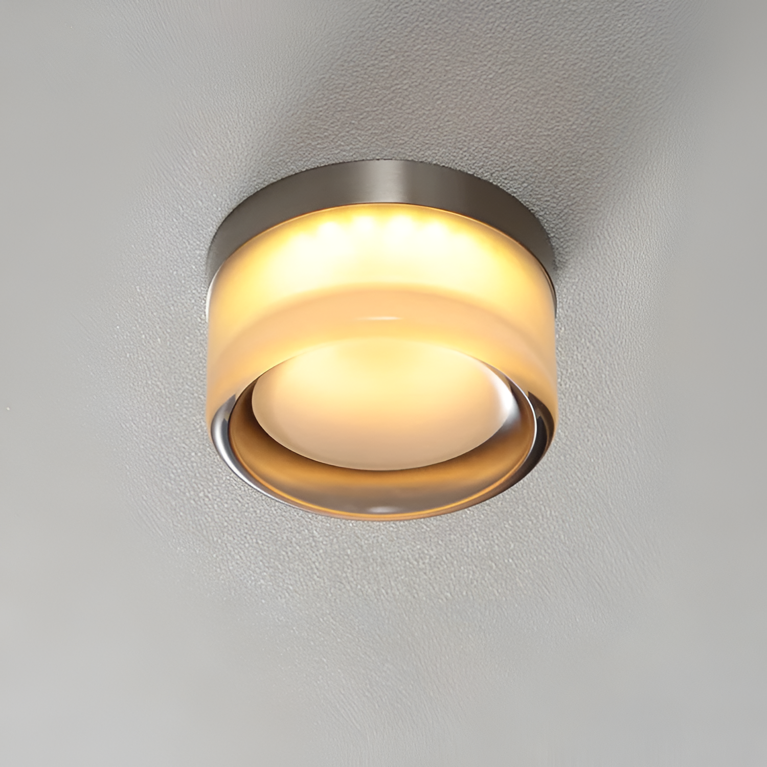 Rund Glasvæglampe - Dæmpbar Ravfarvet LED Lampe