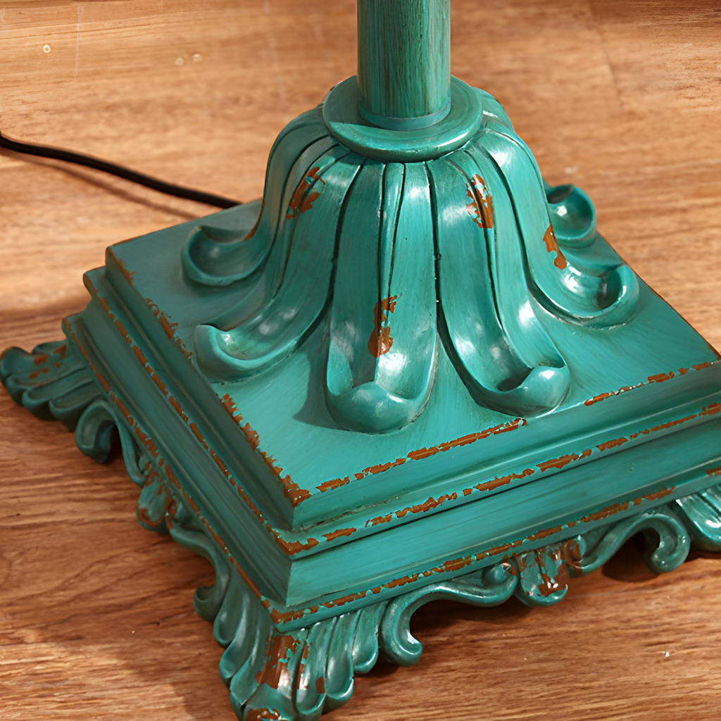 Antik floral gulvlampe - Med bordbakke