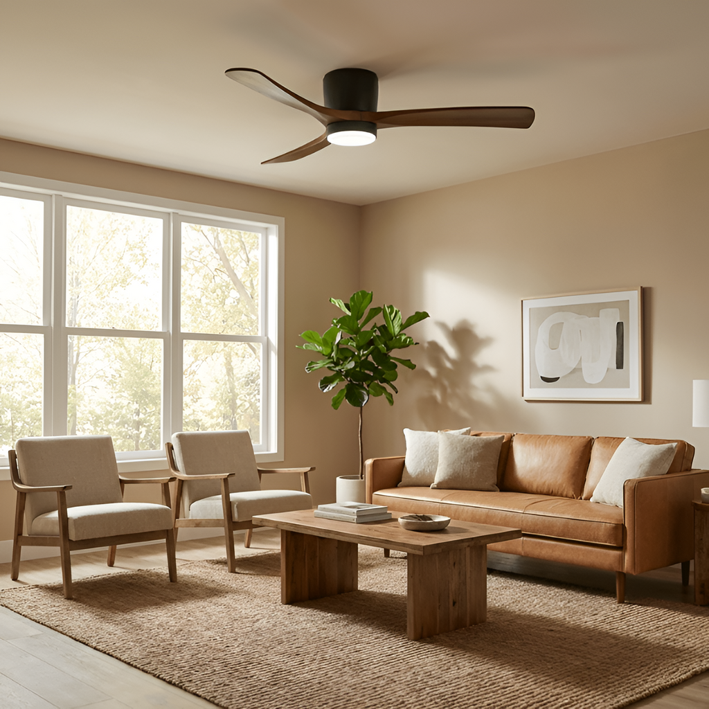 Nordisk Træ Loftsventilatorslampe - Justerbar