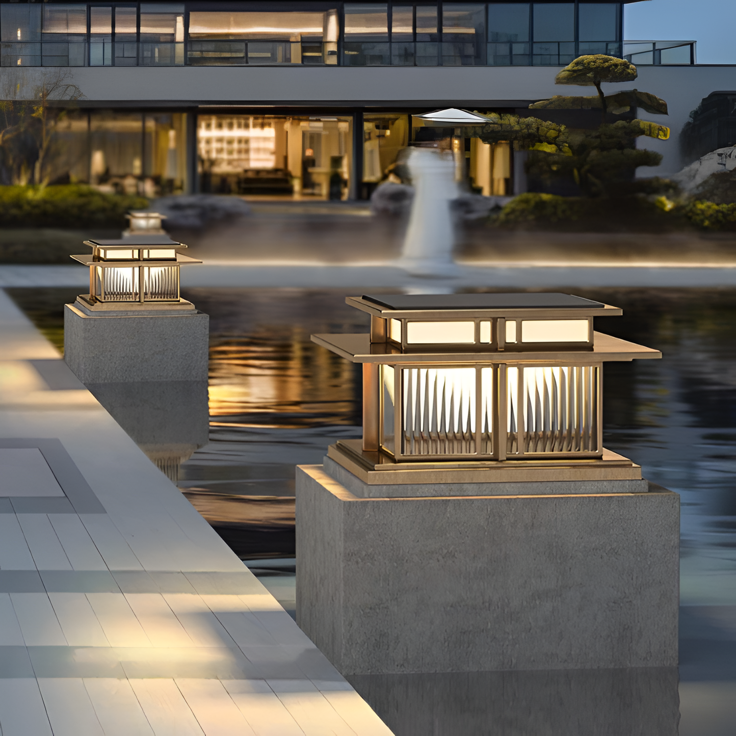 Zen-stil Solcellelampe til Søjle - Minimalistisk