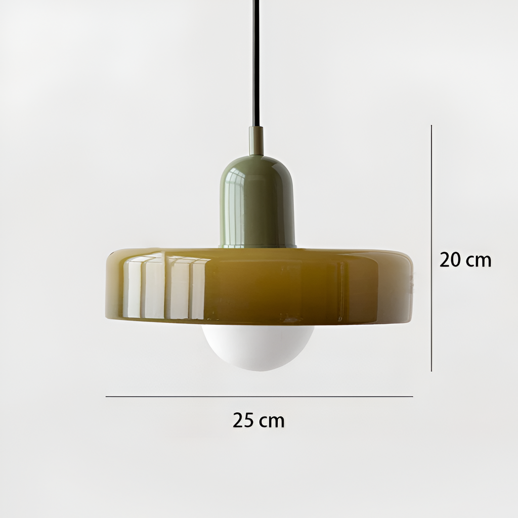 Nordisk retro-pendel i glas – farverig belysning