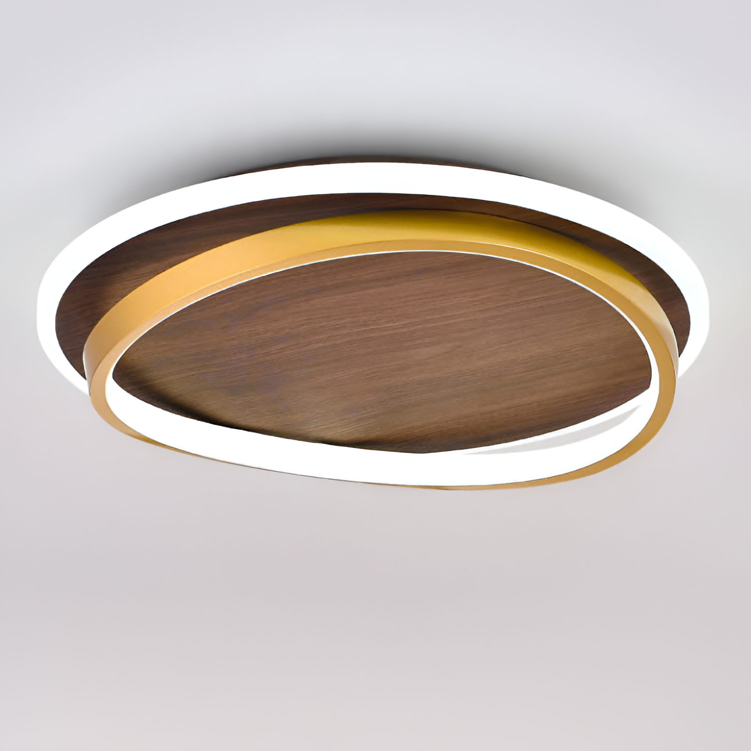 Moderne dæmpbar loftslampe i trælook – minimalistisk