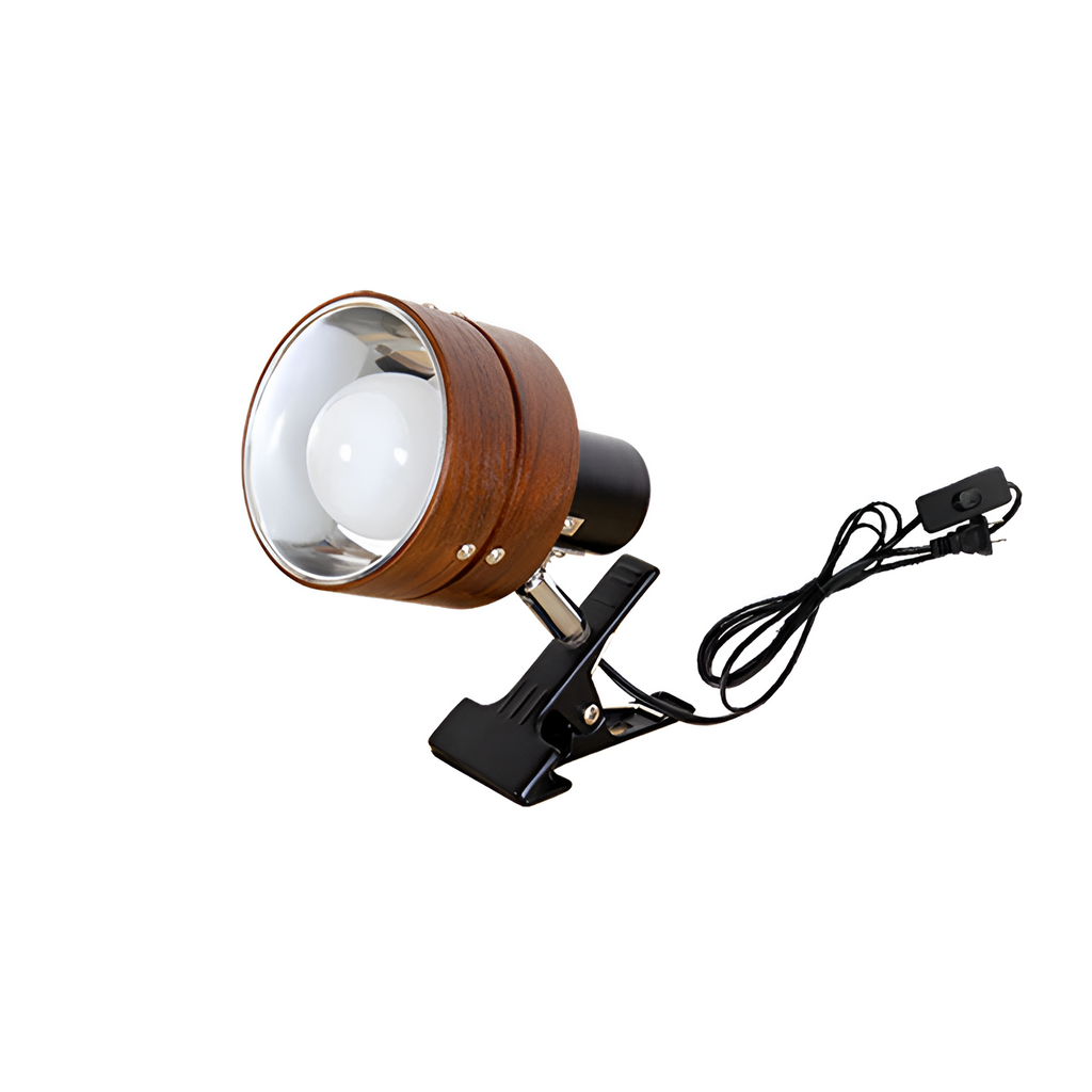 Traditionel japansk bordlampe af træ med klemme – rund