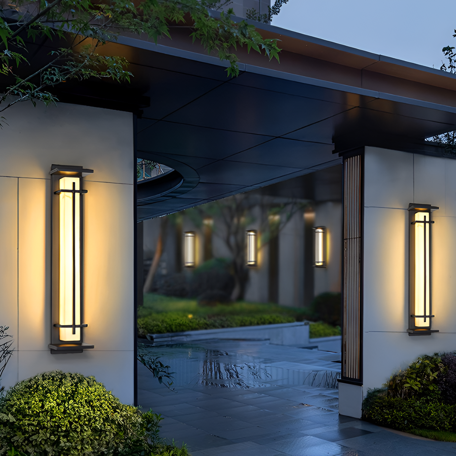Marmorstil Solenergi Rektangulær Væglampe - Minimalistisk