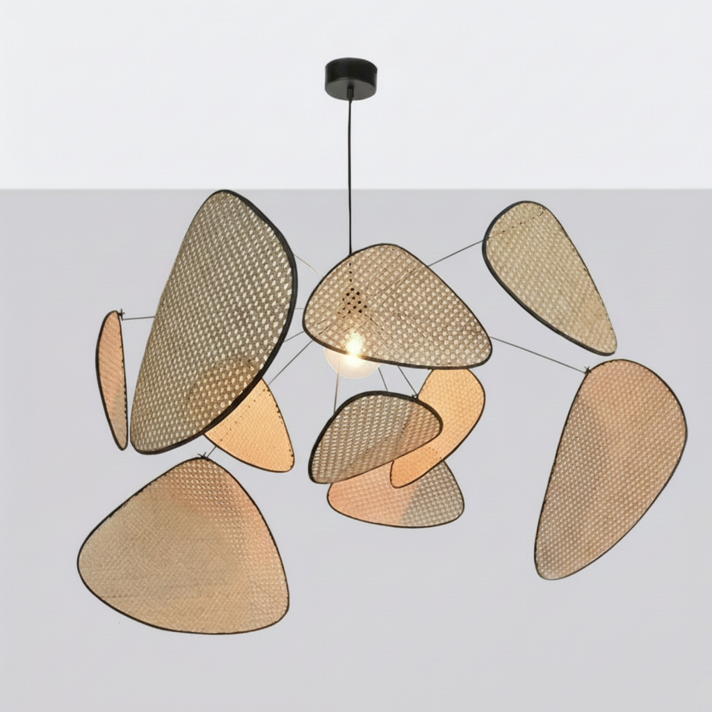 Rattan-Inspireret Pendellampe - Moderne Boho Loftsbelysning
