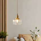 Tekstureret Glas Messing Pendellampe - Industriel