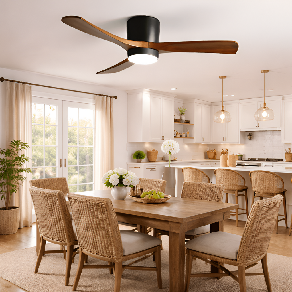 Nordisk Træ Loftsventilatorslampe - Justerbar