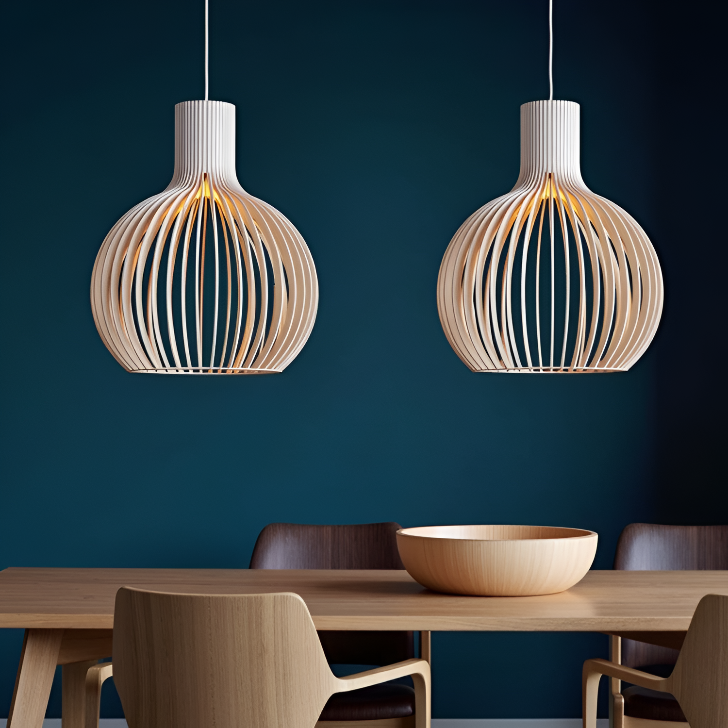 Nordisk Trælampe med Lameller - Moderne Stue