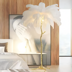 Træformet Fjeder Bordlampe - Dekorativ