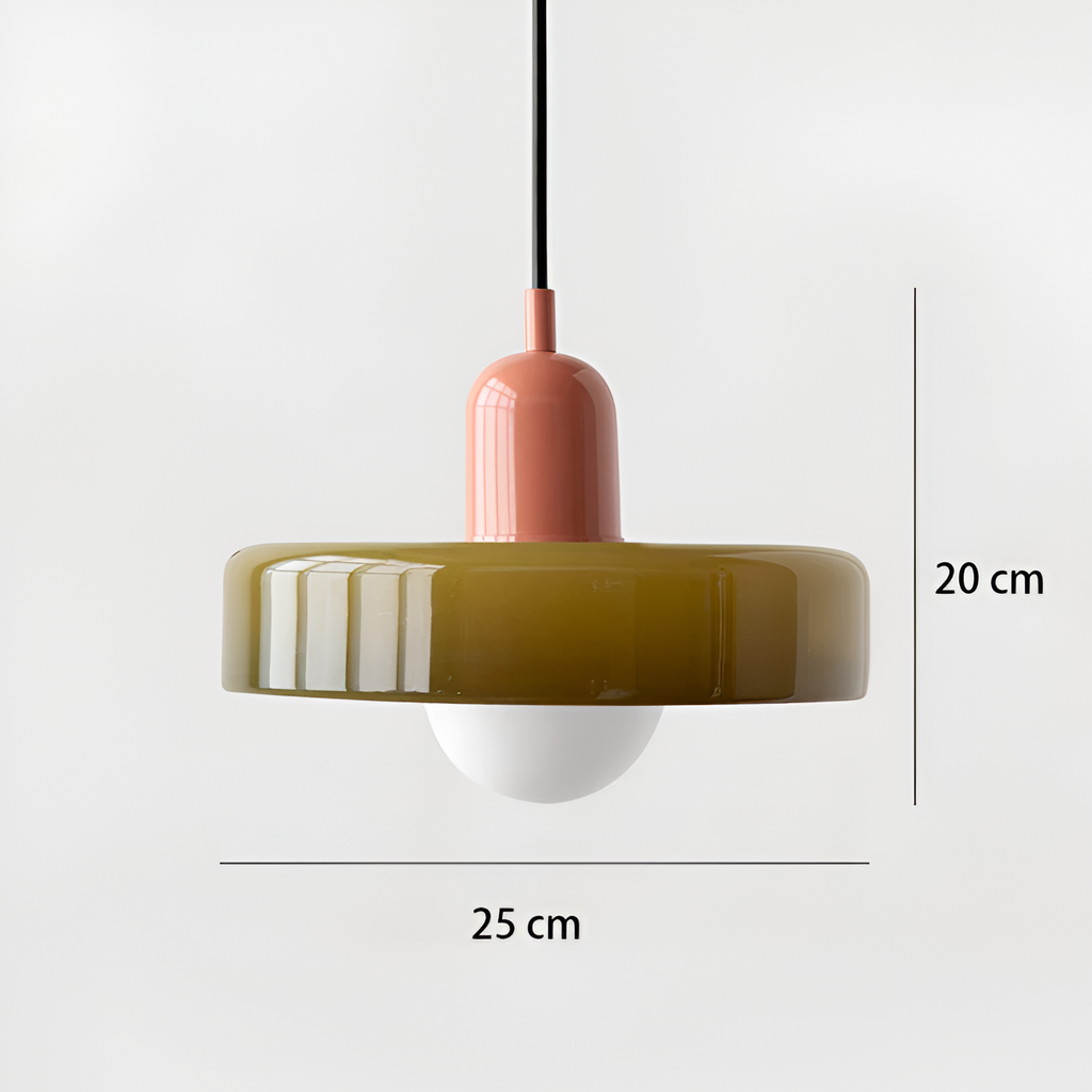 Nordisk retro-pendel i glas – farverig belysning