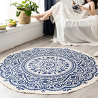Mandala-mønstret Rundt Gulvtæppe Med Kvaster - Indretning Boho