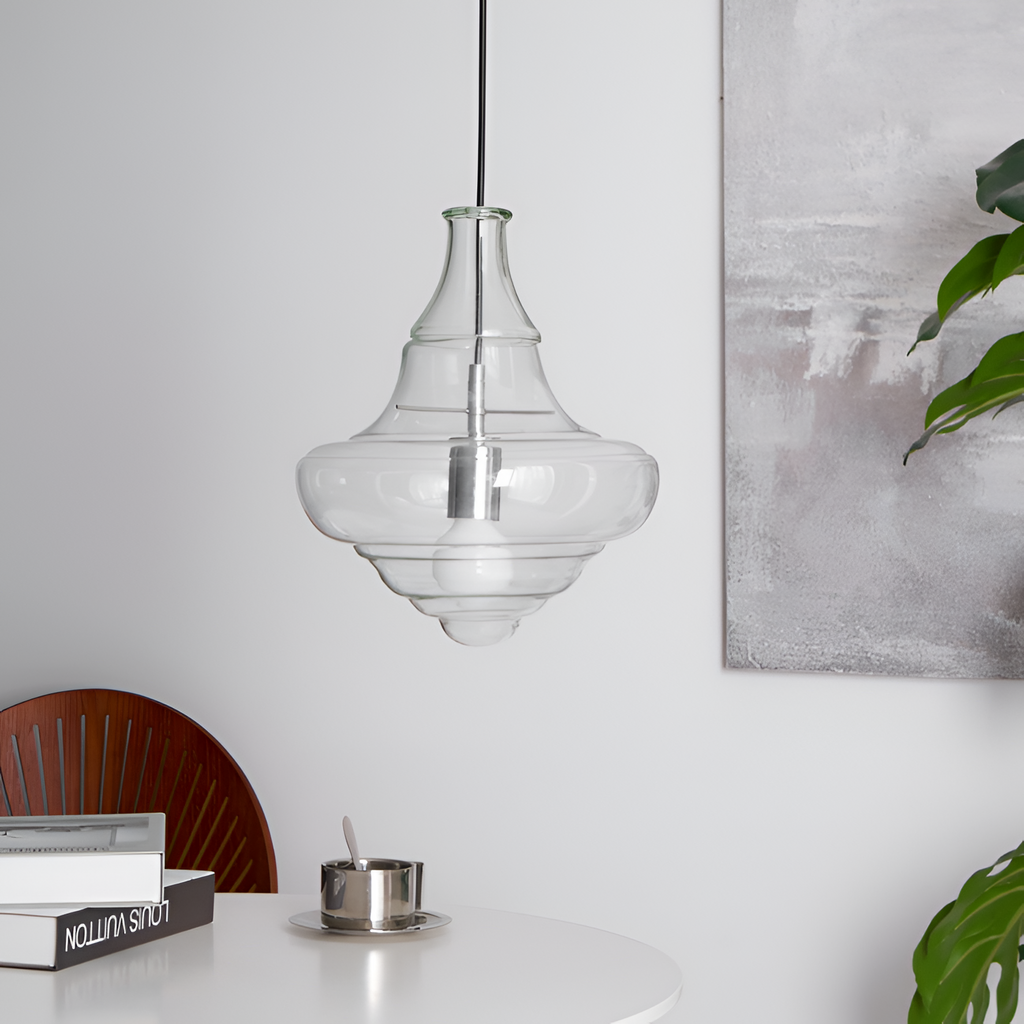 Skulpturel Rillet Glaspendel - Minimalistisk