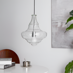 Skulpturel Rillet Glaspendel - Minimalistisk