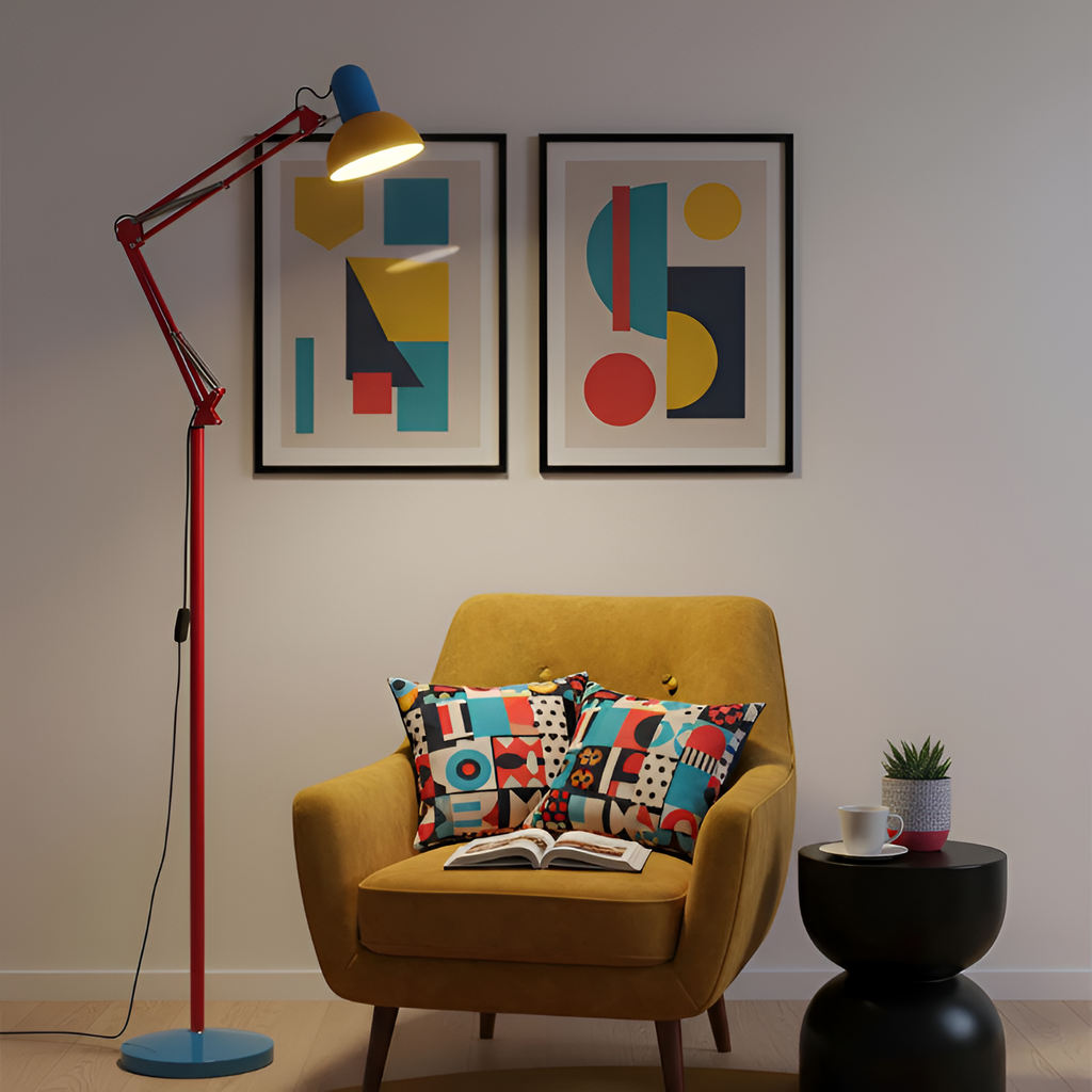 Memphis Industrial gulvlampe med flere arme – justerbar