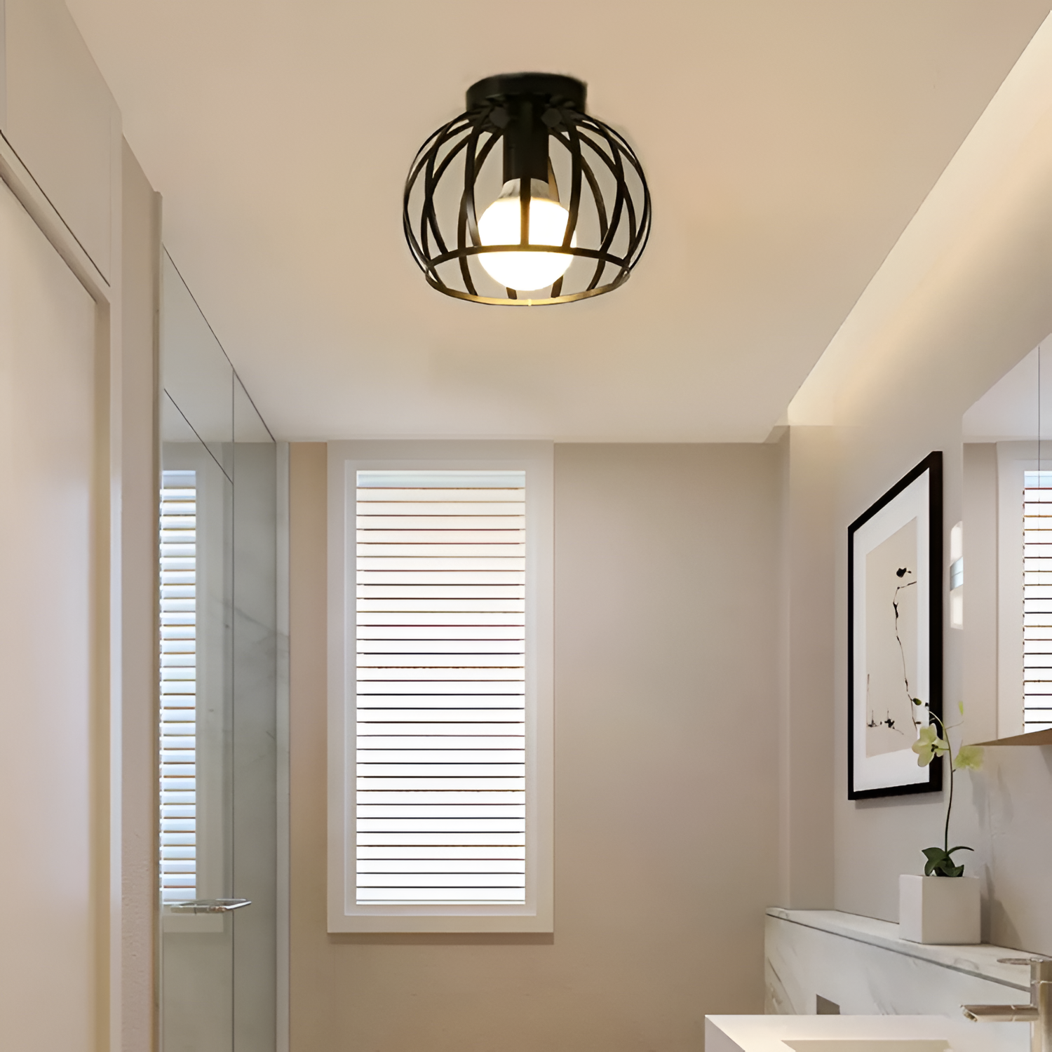 Sort Loftlampe i Industristil - Moderne Ganglampe