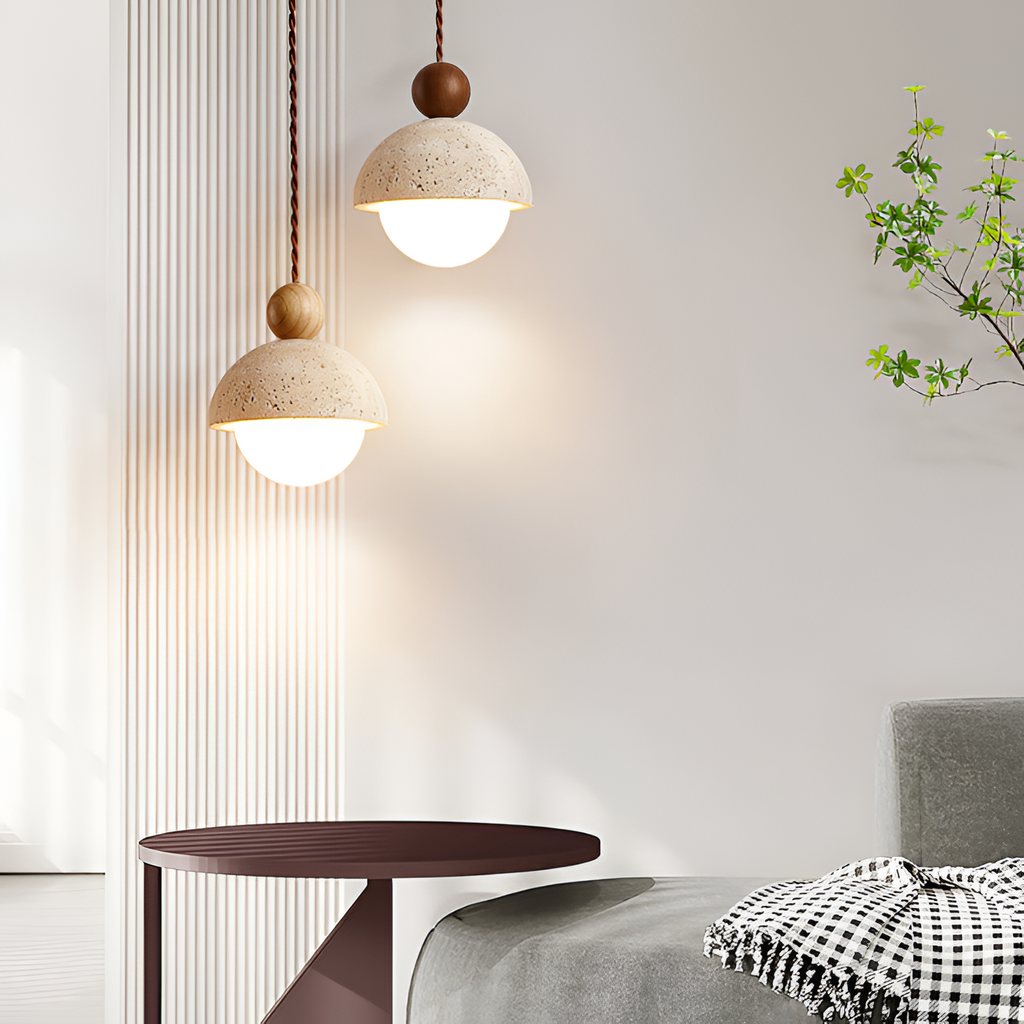 Minimalistisk Travertin Pendel - Snoet Ledning