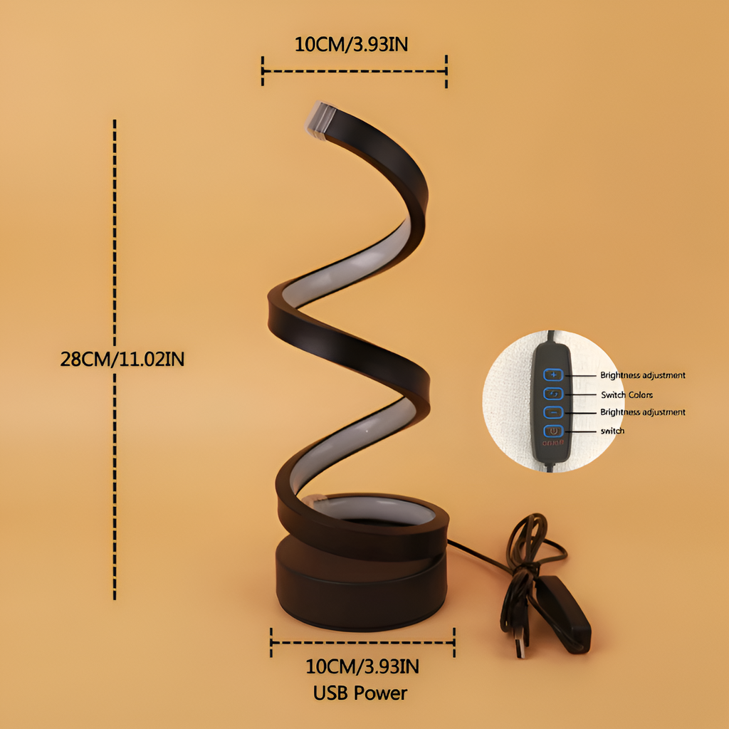 Minimalistisk Spiral Bordlampe - Dæmpbar
