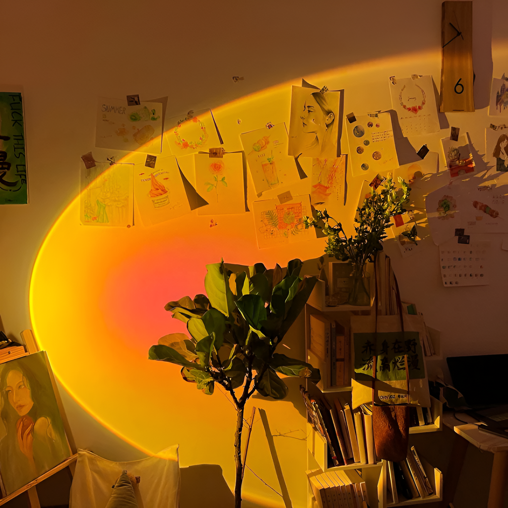 Sunset Projektionsgulvlampe - Gylden Time Stemningsbelysning