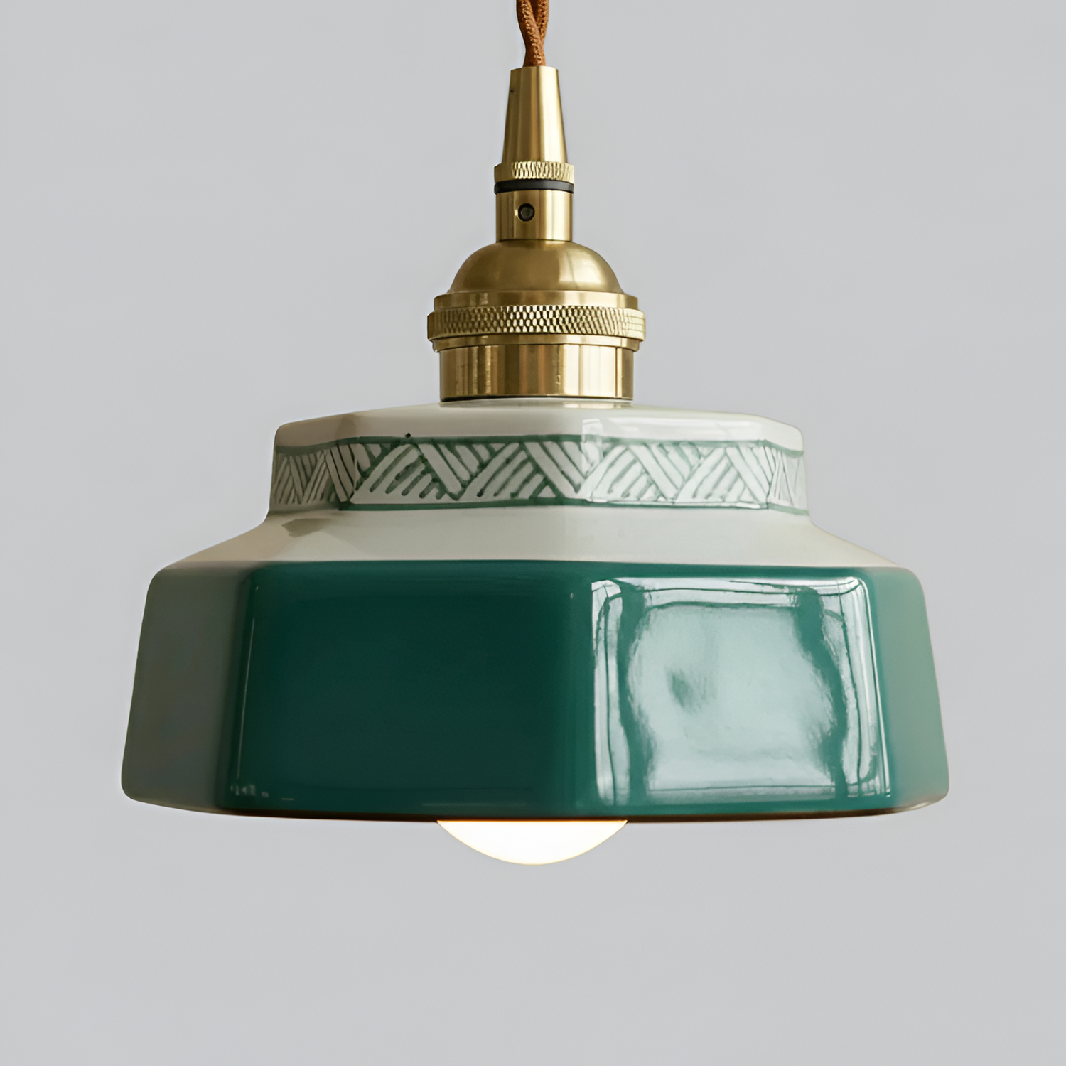 Håndmalet Keramisk Pendellampe - Terracotta Køkkendekor