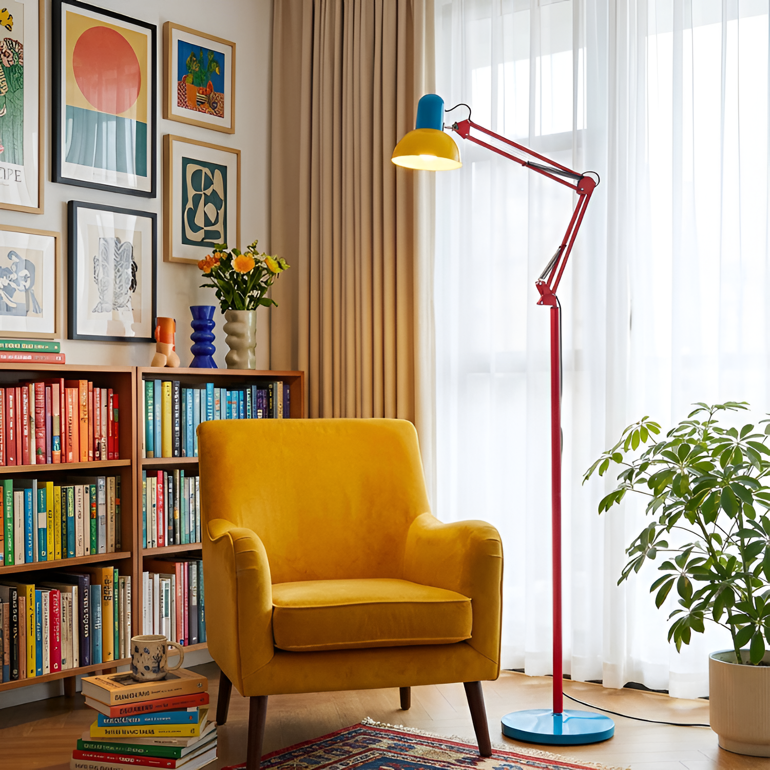 Memphis Industrial gulvlampe med flere arme – justerbar