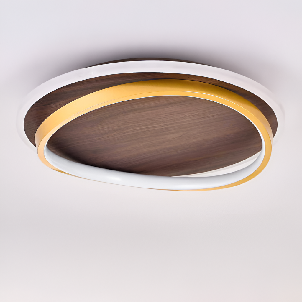 Moderne dæmpbar loftslampe i trælook – minimalistisk