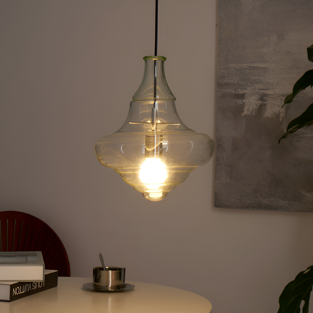 Skulpturel Rillet Glaspendel - Minimalistisk