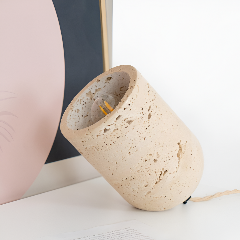Struktureret Cylinderformet Bordlampe - Abstrakt