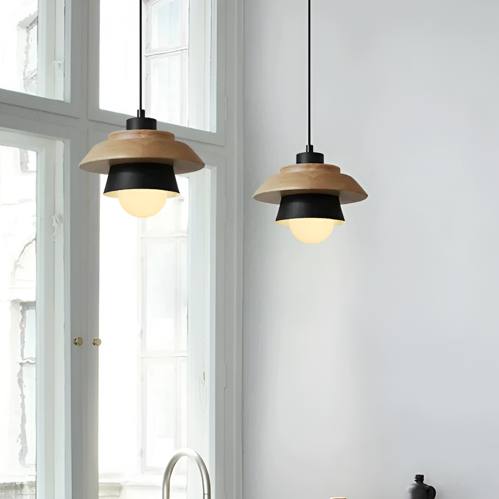 Nordic Pendellampe i Træ - Moderne Macaron Loftslampe