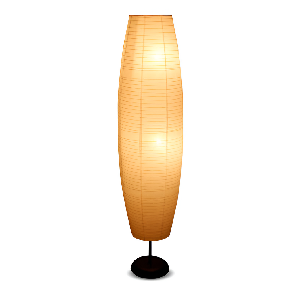 Rillet Høj Papirlampe - Minimalistisk