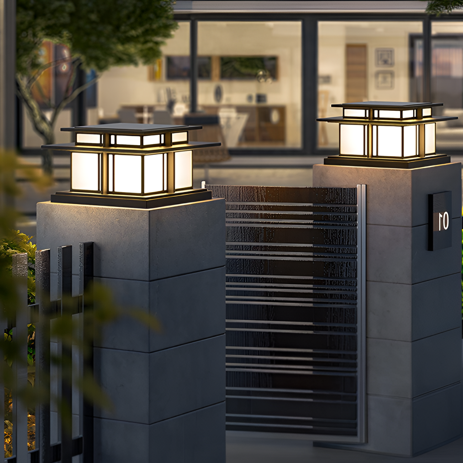 Zen-stil Solcellelampe til Søjle - Minimalistisk